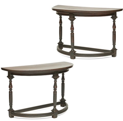 Pair of 18th Century Italian Baroque Demilune Tables