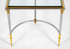 A Maison Charles Style Stainless Steel and Gilt bronze Coffee Table