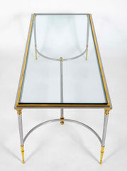 A Maison Charles Style Stainless Steel and Gilt bronze Coffee Table