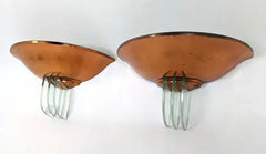 Pair of French Art Déco Style Copper and Crystal Wall Sconces