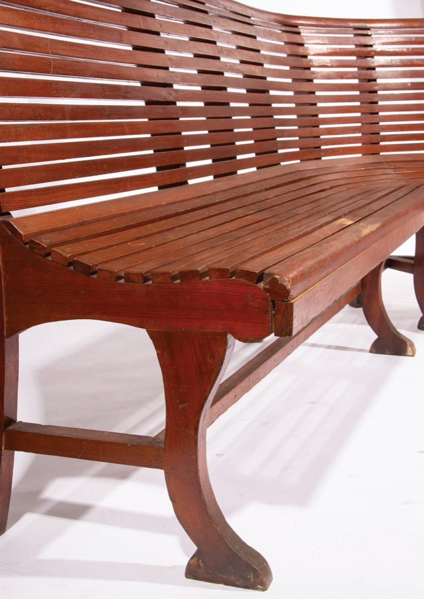 Slatted Back and Seat 'Ferry' Corner Bench With Shaped Legs