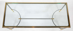 A Maison Charles Style Stainless Steel and Gilt bronze Coffee Table