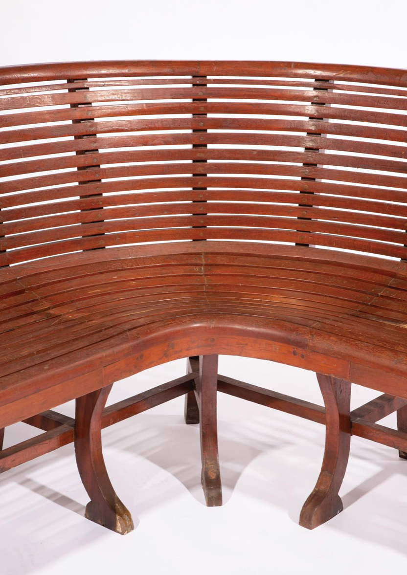 Slatted Back and Seat 'Ferry' Corner Bench With Shaped Legs