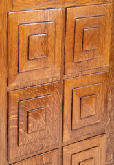 French Cerused Oak Three Door Sideboard with Geometric Motifs, Art Deco