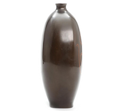 Japanese Patinated Bronze Vase with Mixed Metal Inlay Octopus
