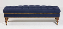 Edward Ferrell Blue Tufted Ottoman Bench,