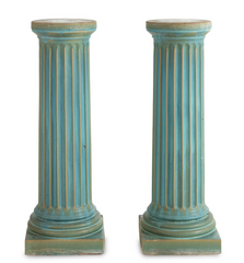 A Pair of Turquoise-Glazed Earthenware Pedestals, 20th Century
