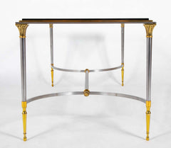 A Maison Charles Style Stainless Steel and Gilt bronze Coffee Table