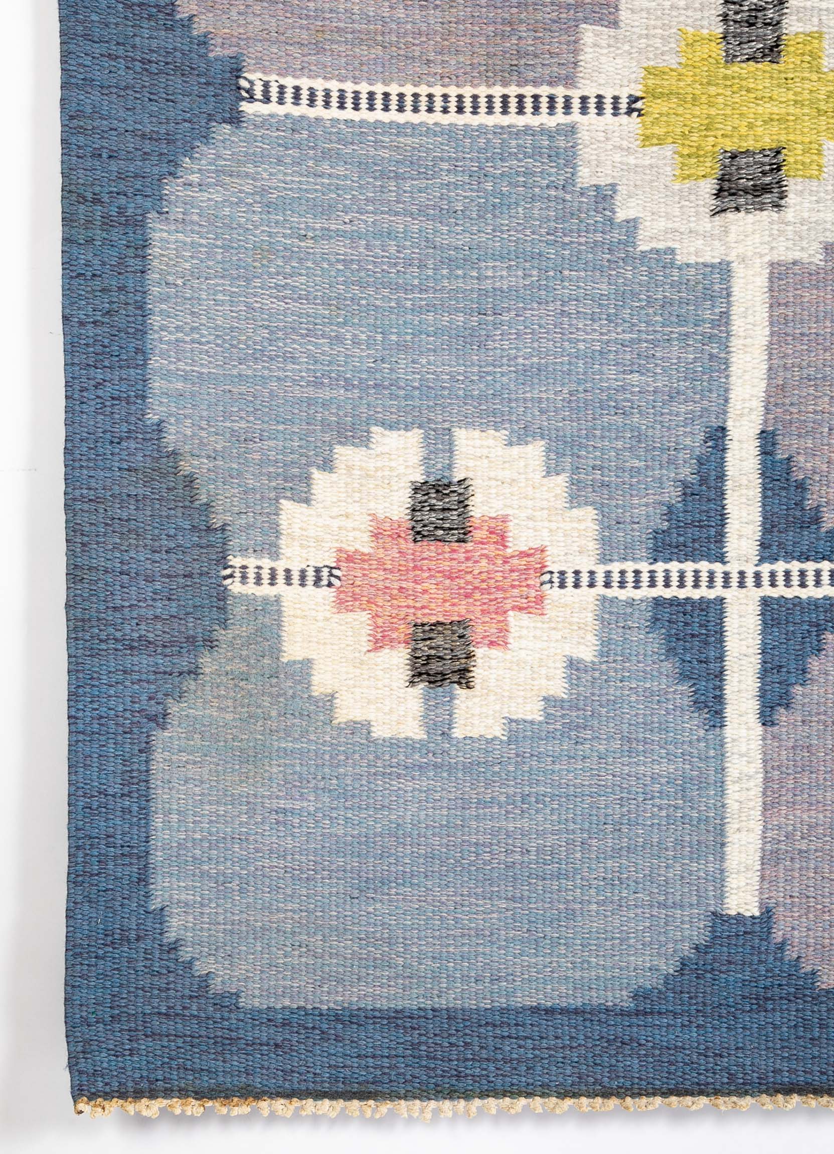 Ingegerd Silow Handwoven Wool Carpet in Rölakan Flatweave Technique