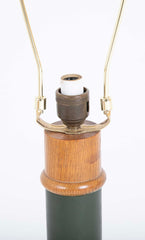 A Leather and Oak Lamp Designed by Paul Dupre-Lafon for Hermes