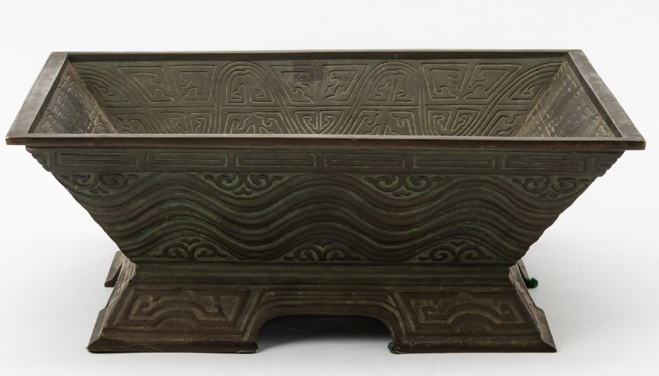 Chinese Cast Bronze Square Censer, Qing Dynasty