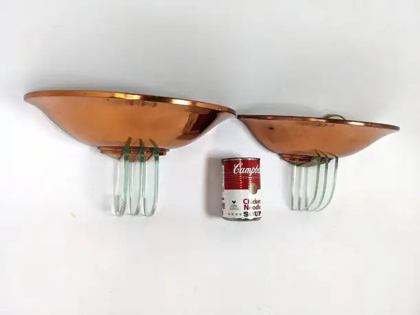 Pair of French Art Déco Style Copper and Crystal Wall Sconces