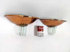 Pair of French Art Déco Style Copper and Crystal Wall Sconces
