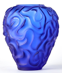 French Cristallerie de Haught Bretagne Blue Glass Vase