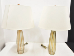 Pair of Donghia Striped Venetian Glass Lamps