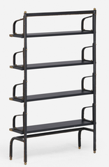 Jacques Adnet stitched leather bookshelf