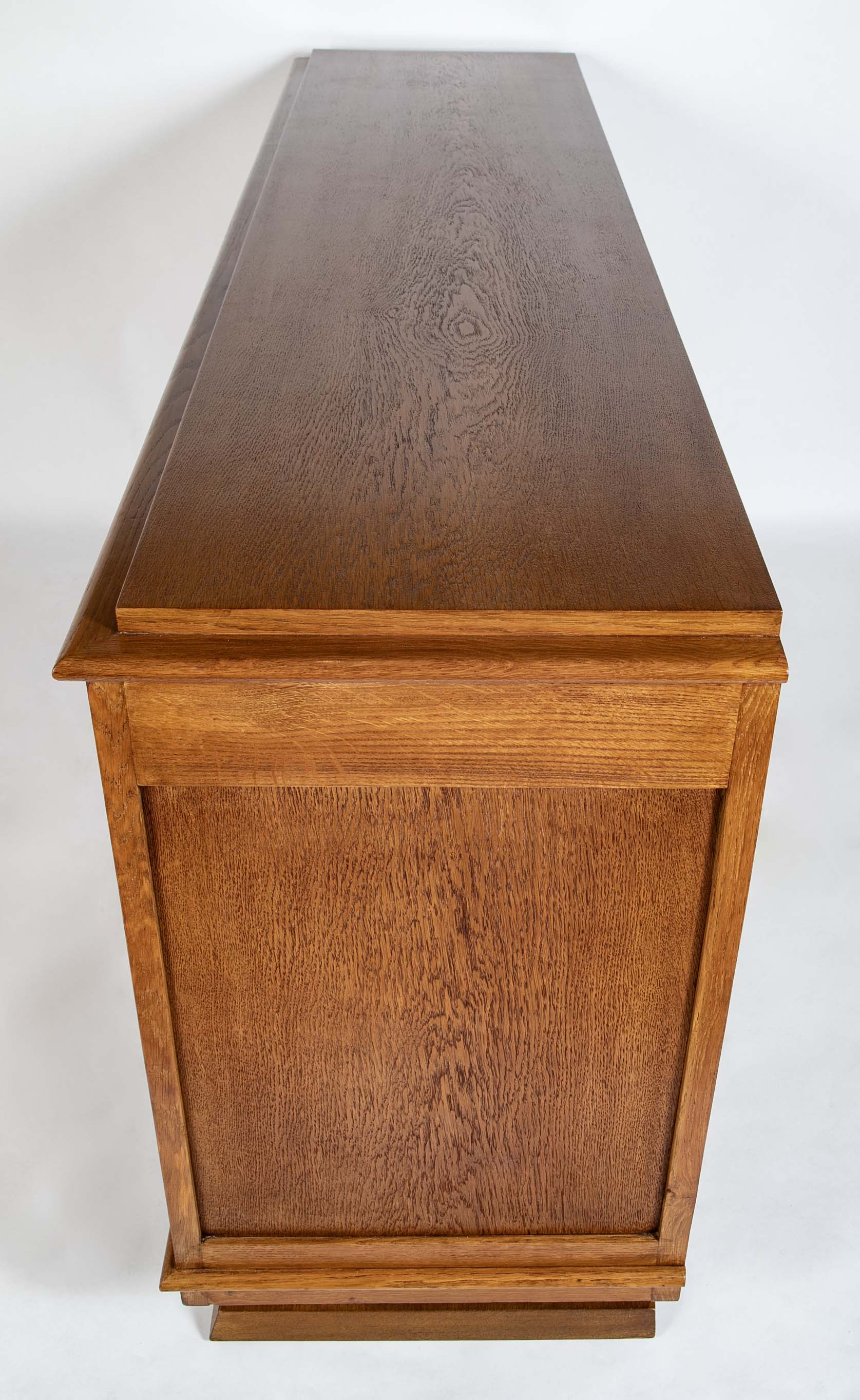 French Cerused Oak Three Door Sideboard with Geometric Motifs, Art Deco