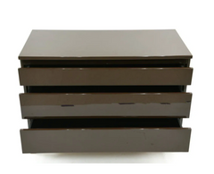 Guy Lefevre for Maison Jansen Three-Drawer Dark Brown Lacquered Commode with Brass Base