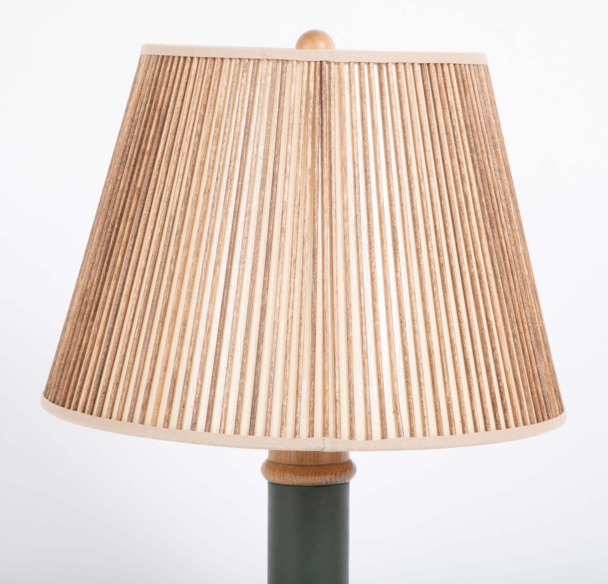 A Leather and Oak Lamp Designed by Paul Dupre-Lafon for Hermes