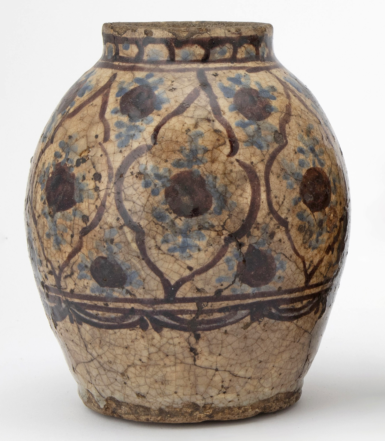 Arabic Blue and Brown Glazed Jar, 15th Century, Syria