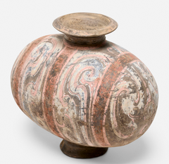 Chinese Coccon Vessel Han Dynasty or Later Earthenware with Pigment