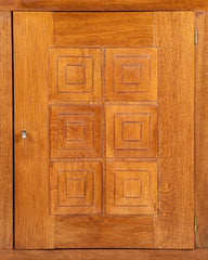 French Cerused Oak Three Door Sideboard with Geometric Motifs, Art Deco