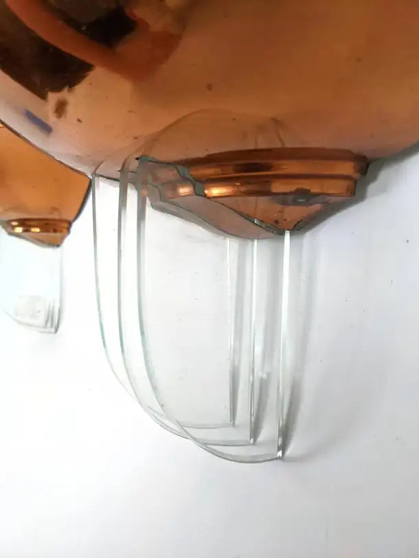 Pair of French Art Déco Style Copper and Crystal Wall Sconces