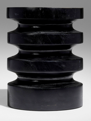 Contemporary Black Lacquered Wood Stool