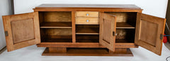 French Cerused Oak Three Door Sideboard with Geometric Motifs, Art Deco