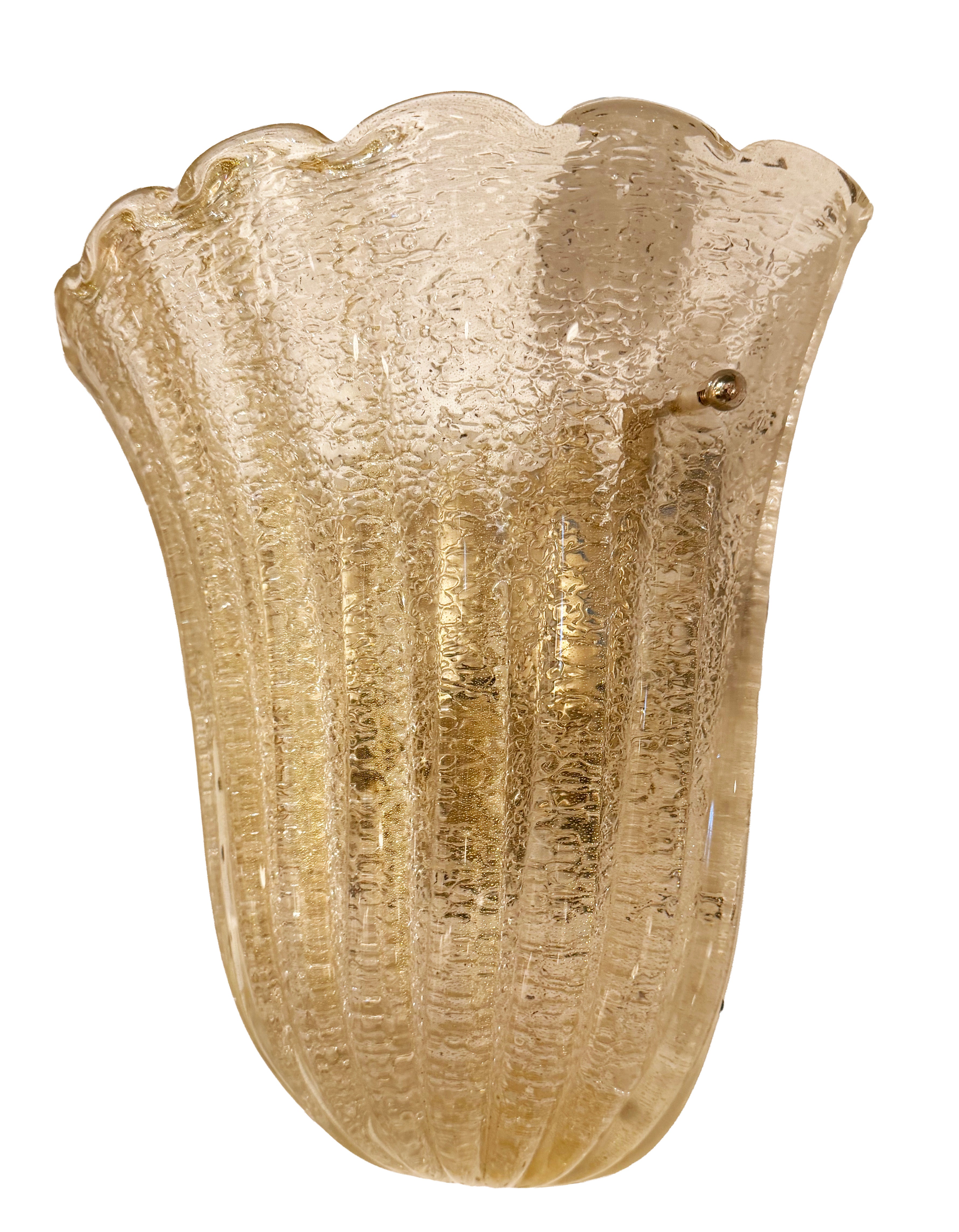 A Pair of Barovier & Toso Gold-Flecked Glass Sconces