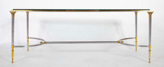 A Maison Charles Style Stainless Steel and Gilt bronze Coffee Table