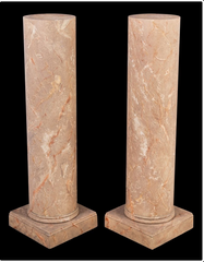 Pair of Neo-classical Faux Marble Painted Wooden Columns or Pedestals