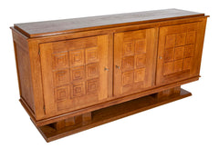 French Cerused Oak Three Door Sideboard with Geometric Motifs, Art Deco