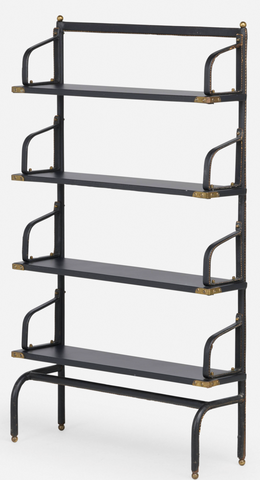 Jacques Adnet stitched leather bookshelf