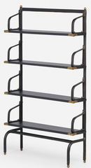 Jacques Adnet stitched leather bookshelf