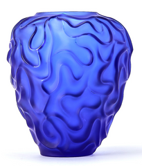 French Cristallerie de Haught Bretagne Blue Glass Vase