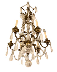 A French Rock Crystal and Bronze Chandelier
