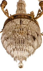 A Crystal and Gilt and Patinated Bronze Empire Style Chandelier