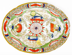 2 Oval Worcester  Dragons in Compartments Serving Dishes