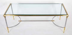 A Maison Charles Style Stainless Steel and Gilt bronze Coffee Table