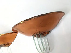 Pair of French Art Déco Style Copper and Crystal Wall Sconces