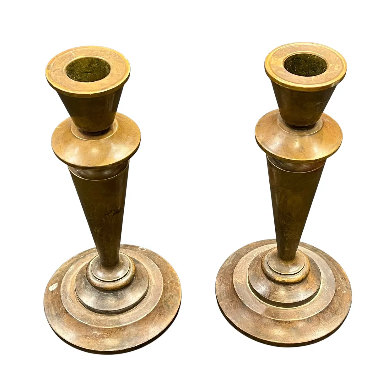 Tiffany & Co. Signed Pair of Bronze Taper Candlesticks