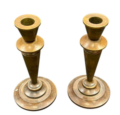 Tiffany & Co. Signed Pair of Bronze Taper Candlesticks