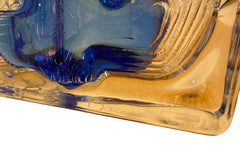 Daum Nancy Lamp Model Lynx with Blue Glass on Translucent Crystal