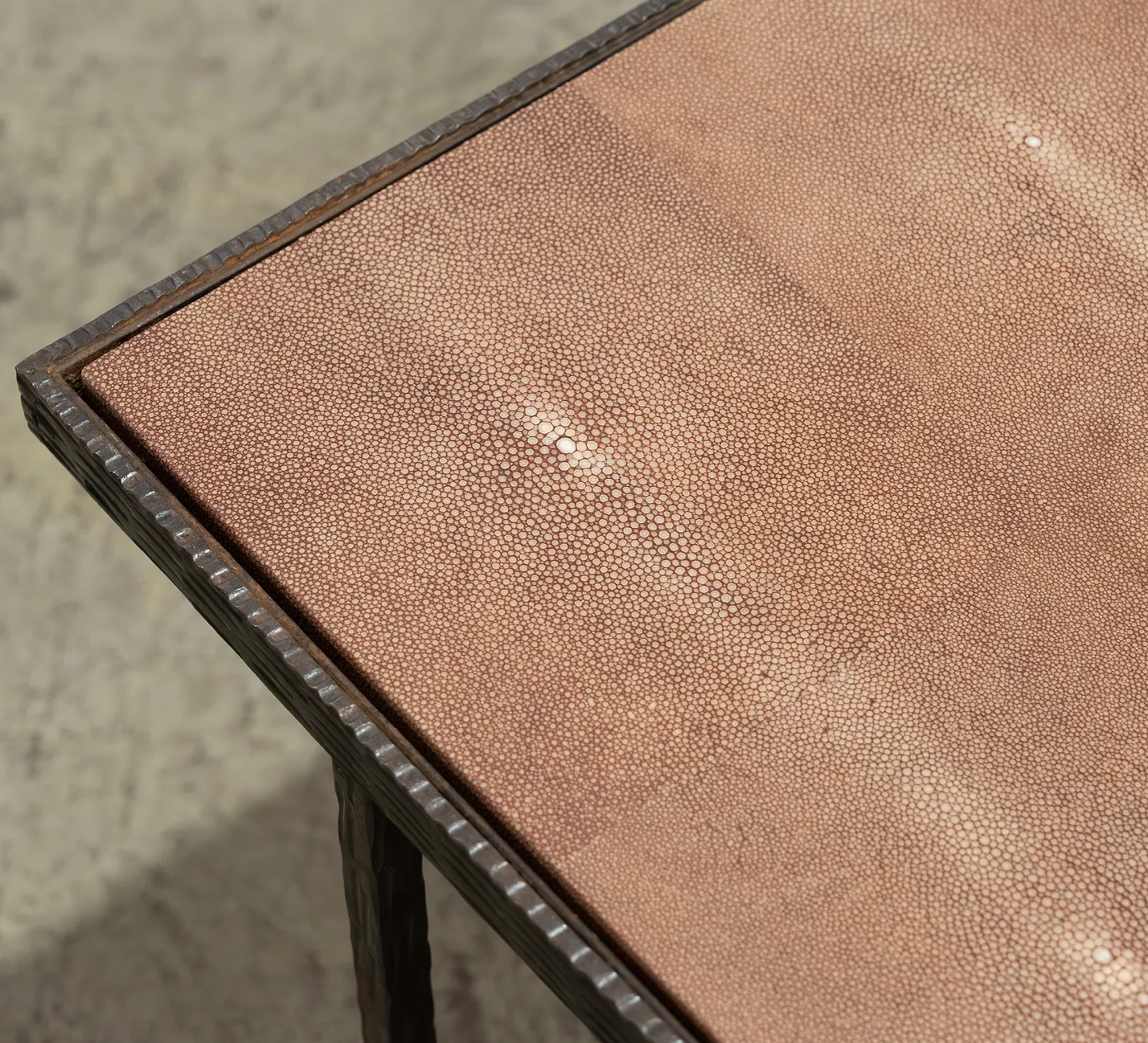 An Edgar Brandt style French Iron and Shagreen Coffee Table