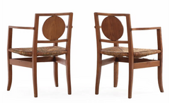 Pair of French Oak Open Arm Chairs