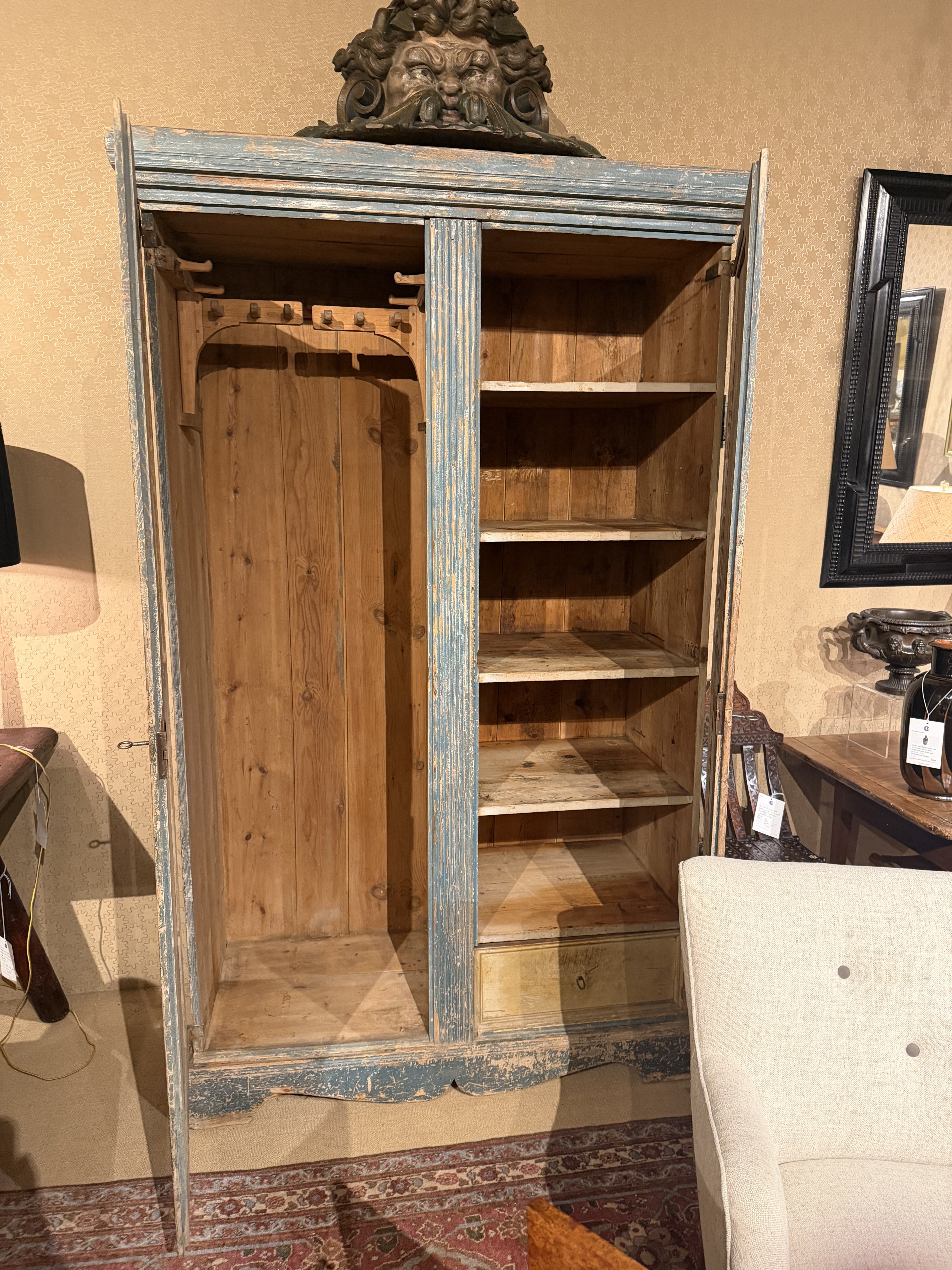 Swedish Gustavian Carved and Painted Armoire