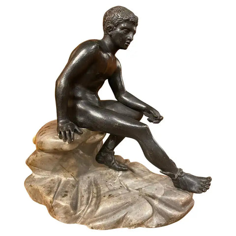 19th Century Italian Grand Tour Bronze and Marble of Mercury