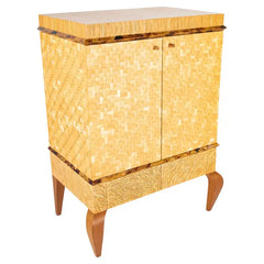 R & Y Augousti Style Lacquered Bamboo, Pen Shell and Egg Shell Cabinet