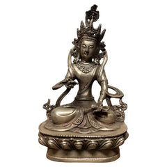 Indian Silvered Bronze Buddhist Deity Vajradhara Seated in Lotus Position